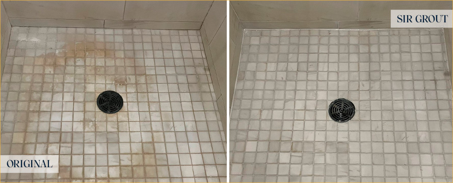 Tile Shower Before and After Our Hard Surface Restoration Services in Upper West Side