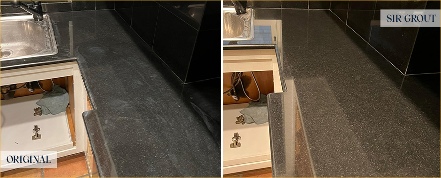 Granite Countertop Before and After Our Hard Surface Restoration Services in Manhattan, NY