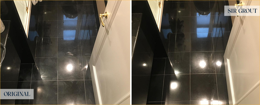 Granite Floor Before and After Our Hard Surface Restoration Services in Manhattan, NY