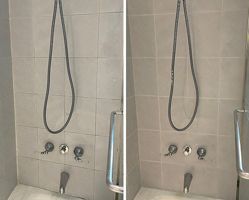 Shower Before and After a Grout Sealing in Soho, NY