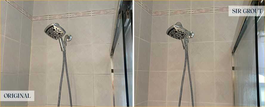 Shower Before and After a Superb Grout Sealing in Soho, NY