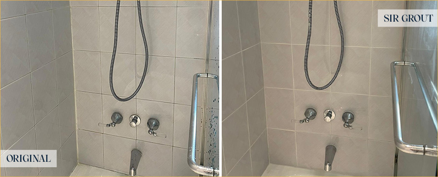 Shower Before and After a Flawless Grout Sealing in Soho, NY