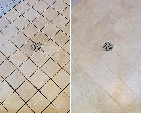 Shower Before and After a Grout Cleaning in Manhattan, NY