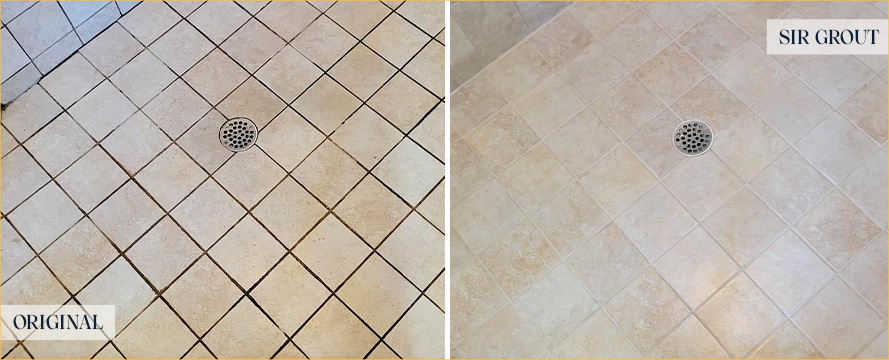 Shower Before and After a Flawless Grout Cleaning in Manhattan, NY