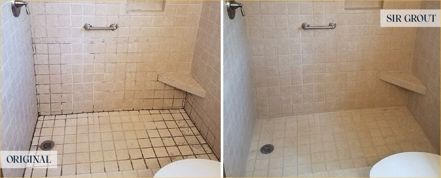 Tile Shower Before and After Our Caulking Services in Upper East Side