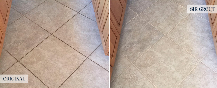 Floor Before and After a Flawless Grout Cleaning in Soho, NY