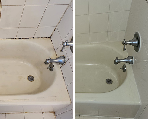 Shower Seams Before and After a Tile Cleaning in Upper East Side