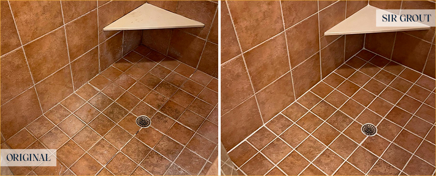 Shower Before and After a Flawless Grout Cleaning in Manhattan, NY