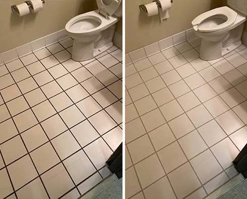 Floor Before and After a Grout Sealing in Manhattan, NY