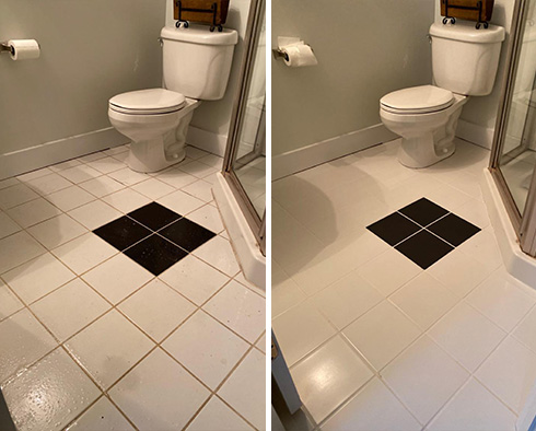 Floor Before and After a Tile Cleaning in Upper East Side, NY